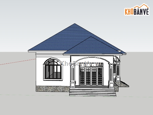 su biệt thự,sketchup biệt thự,su biệt thự 1 tầng,sketchup biệt thự 1 tầng