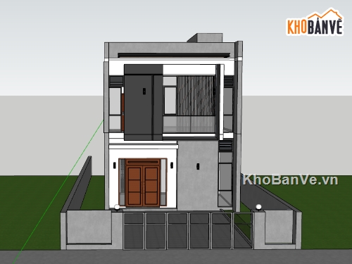 nhà phố,nhà phố 2 tầng,nhà phố 2 tầng sketchup,su nhà phố