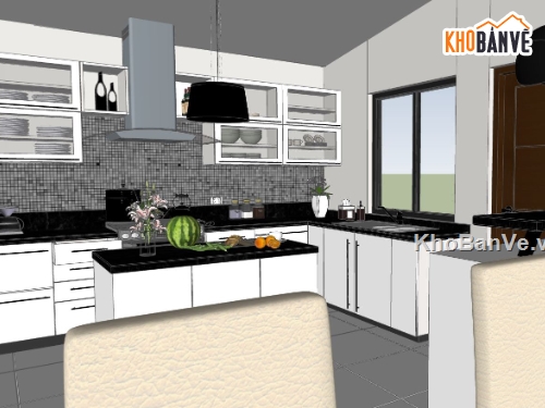 nhà bếp hiện đại,file sketchup nhà bếp,thiết kế nhà bếp sketchup,model su nhà bếp