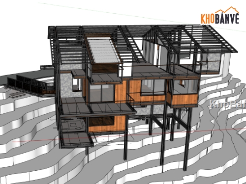 model su  nhà kết cấu thép,file 3d  nhà kết cấu thép,3d nhà kết cấu thép,sketchup nhà kết cấu thép