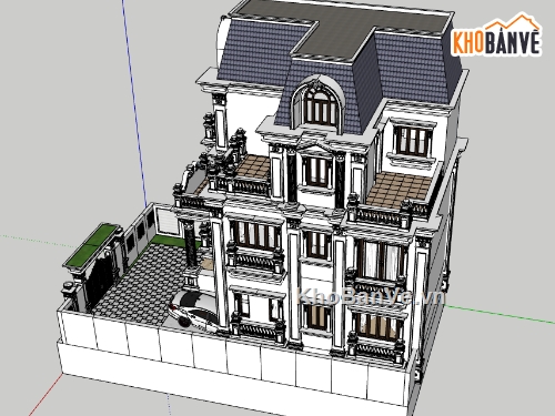 biệt thự 3 tầng,biệt thự cổ điển 3 tầng,biệt thự sketchup,3d biệt thự 3 tầng,model su biệt thự 3 tầng