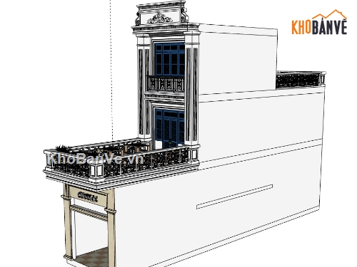 3d nhà phố 2 tầng 1 tum,model nhà phố 2 tầng 1 tum,sketchup nhà phố 2 tầng 1 tum,file su nhà phố 2 tầng 1 tum