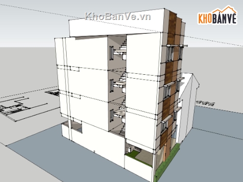 nhà 4 tầng file su,model su nhà làm việc 4 tầng,sketchup nhà làm việc 4 tầng