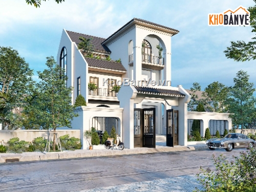 biệt thự 3 tầng,biệt thự 10x20m,ngoại thất biệt thự đẹp