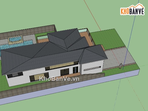 biệt thự 2 tầng,File sketchup biệt thự 2 tầng,sketchup biệt thự