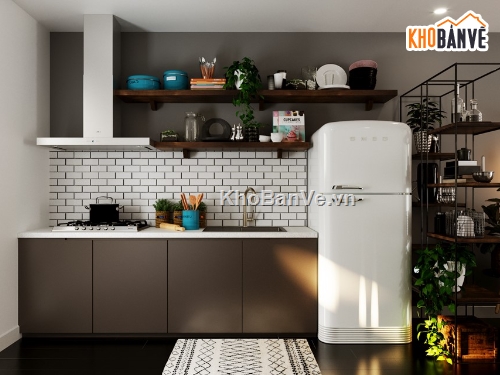 phòng bếp,phòng khách 3d,3dsmax khách bếp,scandinavian,model nội thất nhà