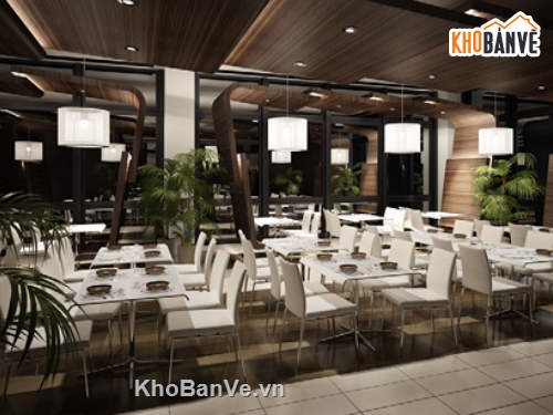 thiết kế nhà hàng,3dsmax nhà hàng,model 3dsmax,thiết kế nội thất,phong cách hiện đại,thư viện model