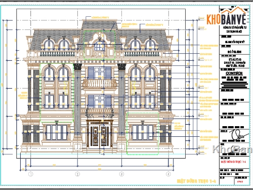 kiến trúc 3 tầng,dinh thự 3 tầng,biệt thự 3 tầng,bản vẽ dinh thự 3 tầng