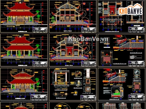 Đền thờ liệt sỹ,thiết kế đền thờ,bản vẽ thiết kế đền thờ