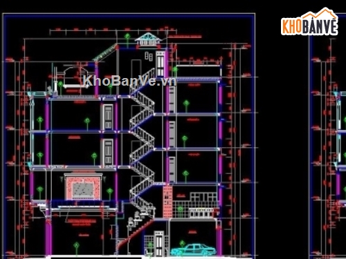 Bản vẽ nhà phố,nhà 5 tầng,Nhà phố 4x16m,mẫu nhà phố đẹp,bản vẽ nhà phố 5 tầng,nhà phố 5 tầng 4x16m