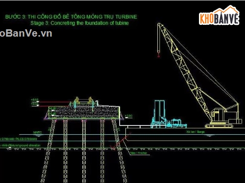 bản vẽ móng trụ Tuabin,Tuabin điện gió,móng trụ Tuabin điện