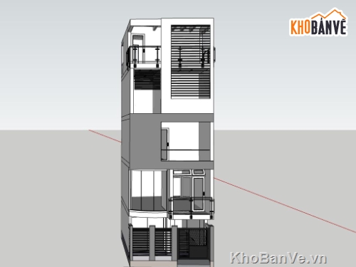 nhà phố 5 tầng,thiết kế nhà 5 tầng,mẫu sketchup nhà phố