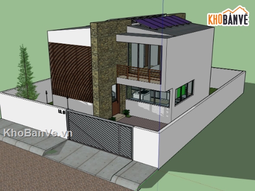 biệt thự 2 tầng,sketchup biệt thự 2 tầng,model su biệt thự 2 tầng