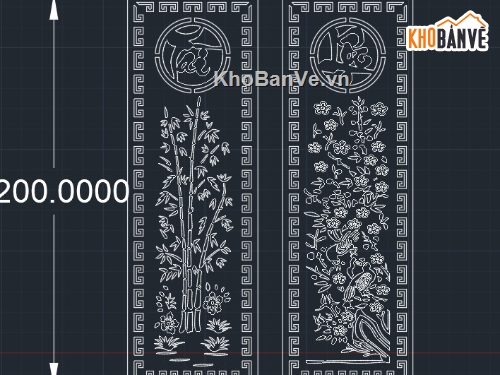 tấm cổng trúc đào cắt cnc,mẫu tấm cổng tài lộc cnc mới,file cad tấm cổng cnc trúc đào