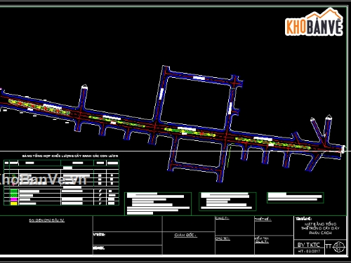 dải phân cách,dải phân cách làn đường,autocad cây xanh dải phân cách,autocad bản vẽ cây xanh