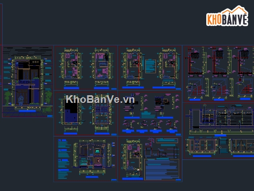 nhà ống,nhà ống đẹp,bản vẽ nhà ở 2 tầng,nhà 2 tầng 4.98x10m