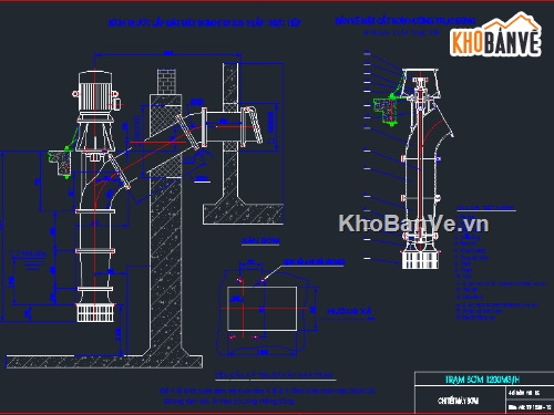 trạm bơm,thiết kế trạm bơm,trạm bơm công suất 1200m3/h,cad trạm bơn,bản vẽ trạm bơm