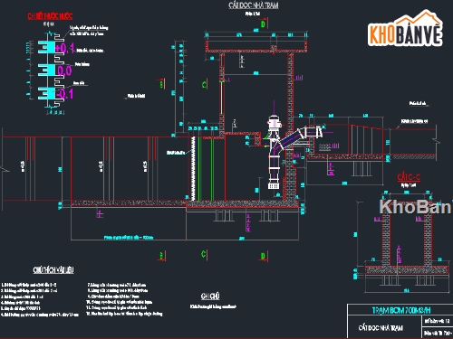thiết kế trạm bơm,trạm bơm,Thiết kế mẫu,bản vẽ trạm bơm,trạm bơm 700m3 trên giờ