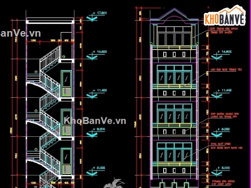 biệt thự 6 tầng,Biệt thự 4x16m,bản vẽ biệt thự,bản vẽ biệt thự 6 tầng,thiết kế biệt thự 6 tầng