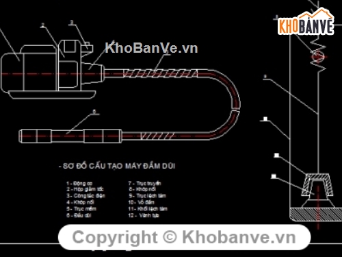 Bản vẽ,cơ khí,Bản vẽ autocad,Máy đầm dùi,cad máy xây dựng