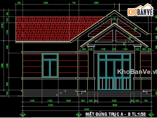bản vẽ kiến trúc nhà cấp 4,nhà ở cấp 4 2 gian,thiết kế nhà ở cấp 4,mẫu nhà ở cấp 4