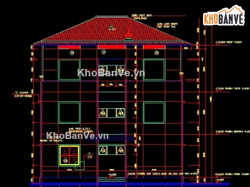 Biệt thự đa hợp 11.6x11.6m,Bản vẽ kiến trúc biệt thự,kiến Trúc biệt thự,bản vẽ biệt thự đa hợp