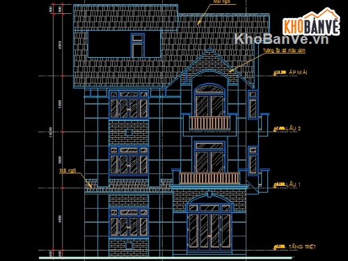 mẫu biệt thự,bản vẽ biệt thự,file cad biệt thự 3 tầng,thiết kế biệt thự 3 tầng