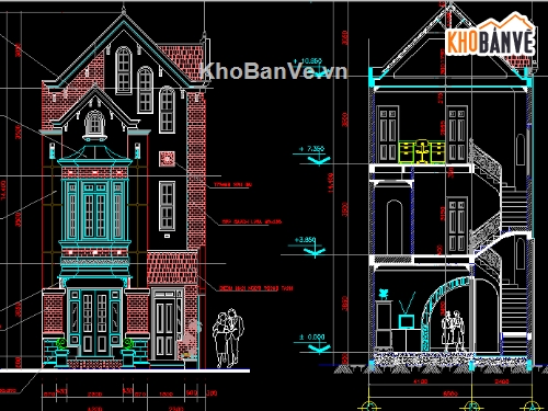 Biệt thự 3 tầng,Biệt thự 6.5x16m,full biệt thự,Bản vẽ biệt thự,bản vẽ biệt thự 3 tầng