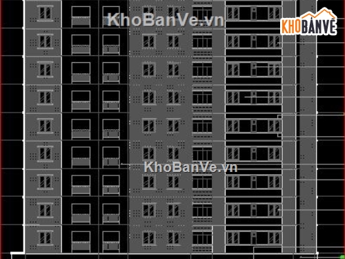 File cad thiết kế chung cư cao tầng gồm bản vẽ: KT+KC kèm dự toán