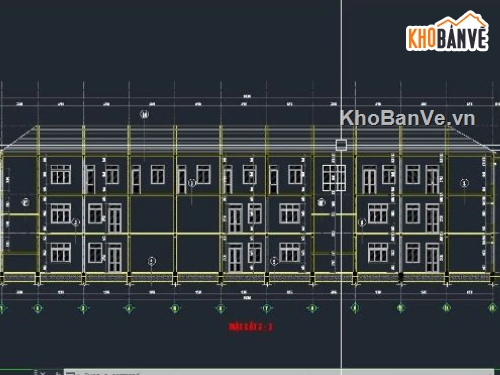 trường mầm non,trường mầm non 3 tầng,file cad trường mầm non