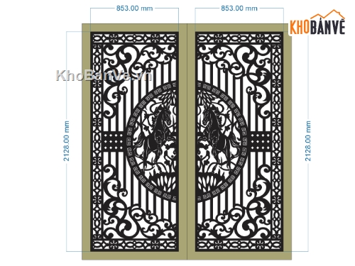 cổng ngựa cnc,file cnc cổng 2 cánh,mẫu cổng ngựa 2 cánh