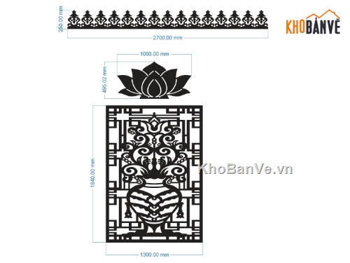 hoa văn bình sen,file cnc hoa sen bình sen,mẫu hoa văn bình sen