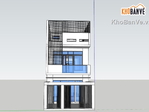 Sketchup nhà phố,nhà phố 3 tầng đẹp,phối cảnh nhà phố 3 tầng,thiết kế nhà phố 3 tầng,sketchup nhà phố 3 tầng