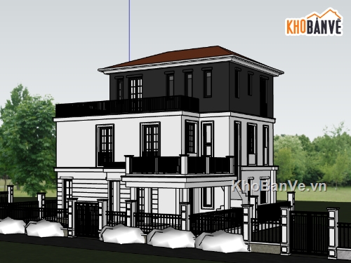 File sketchup biệt thự 2 tầng,model sketchup biệt thự 2 tầng,sketchup biệt thự 2 tầng