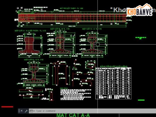 chữ T ngược,L=20m,bản vẽ dầm t