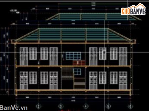 trường học 2 tầng,file cad trường học 2 tầng,autocad trường học,trường học file cad