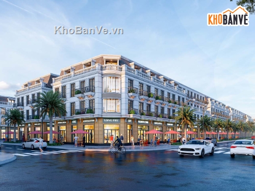 shophouse,sketchup nhà liền kề,shophouse tân cổ điển