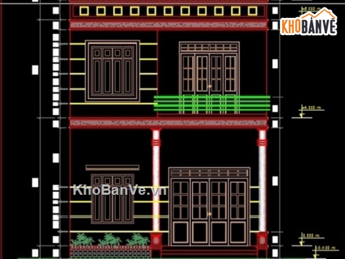 kiến trúc nhà 2 tầng,nhà 2 tầng 7x13m,bản vẽ nhà 2 tầng,nhà 2 tầng có gác lửng