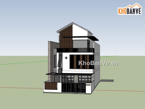 biệt thự 3 tầng,sketchup biệt thự 3 tầng,phối cảnh biệt thự 3 tầng