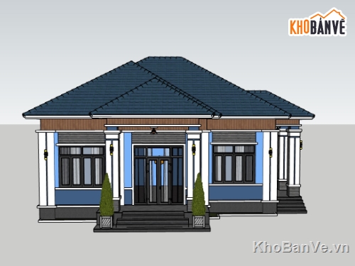 biệt thự 1 tầng,biệt thự sketchup,sketchup biệt thự,sketchup biệt thự 1 tầng