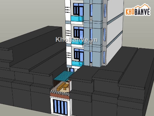 nhà phố 5 tầng,model su nhà phố 5 tầng,file sketchup nhà phố 5 tầng