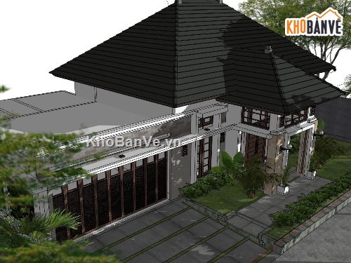 biệt thự cao cấp file sketchup,dựng file su biệt thự 1 tầng,model biệt thự hiện đại,biệt thự 1 tầng file su,biệt thự  dựng model su