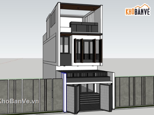 nhà phố 2 tầng,mẫu nhà phố hiện đại,sketchup nhà phố 2 tầng