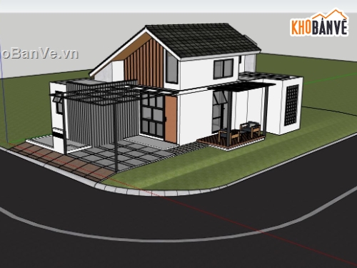 mẫu nhà 2 tầng,nhà nông thôn su,sketchup nhà 2 tầng