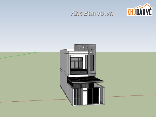 nhà phố 2 tầng,sketchup nhà phố 2 tầng,phối cảnh nhà phố 2 tầng,nhà phố hiện đại