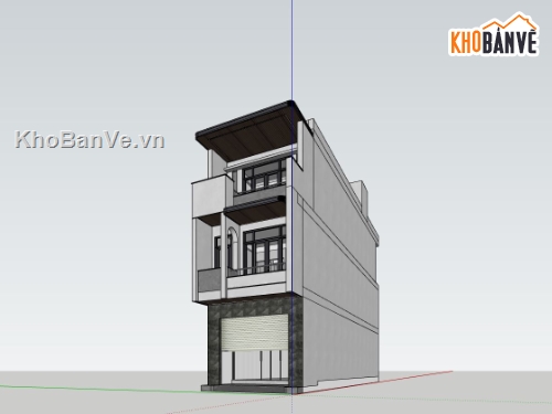 nhà phố 3 tầng,sketchup nhà phố 3 tầng,phối cảnh nhà phố,nhà phố hiện đại