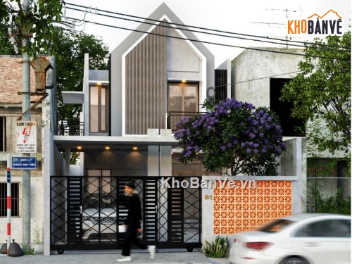 sketchup nhà phố 2 tầng,nhà phố hiện đại,bản vẽ nhà phố đẹp