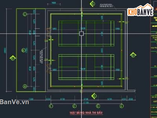 nhà cầu lông,nhà thi đấu cầu lông,autocad nhà thi đấu cầu lông,bản vẽ nhà thi đấu cầu lông