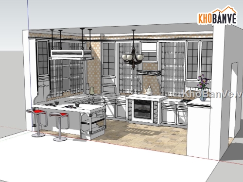 nội thất phòng bếp,phòng bếp,model sketchup nội thất phòng bếp