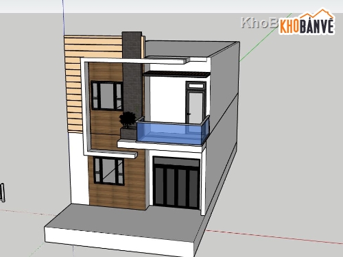 nhà phố 2 tầng,file sketchup nhà phố,phối cảnh nhà phố